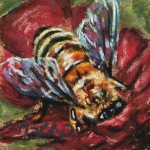 Busy Bee, 3×3 pastel on card