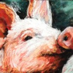 Pig #4, 5×7 pastel on card