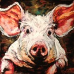 Mr. Pig, 8×8 pastel on card
