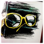 Yellow Sunglasses, Ink & Colored Pencil Doodle