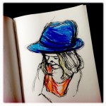 Blue Hat Ink & Colored Pencil Doodle