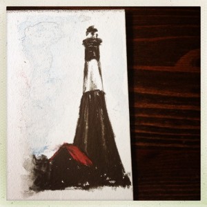 Tybee Island Lighthouse, 2x4 watercolor pencil
