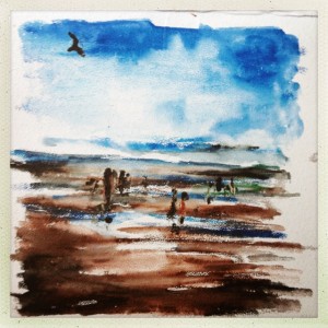 Tybee Island, 4x4 watercolor pencil