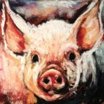 Little Pig 4x4 pastel on card