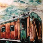 Old Rusty Train, 8×10 pastel