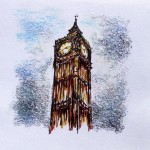 Big Ben: marker, colored pencil & ink doodle