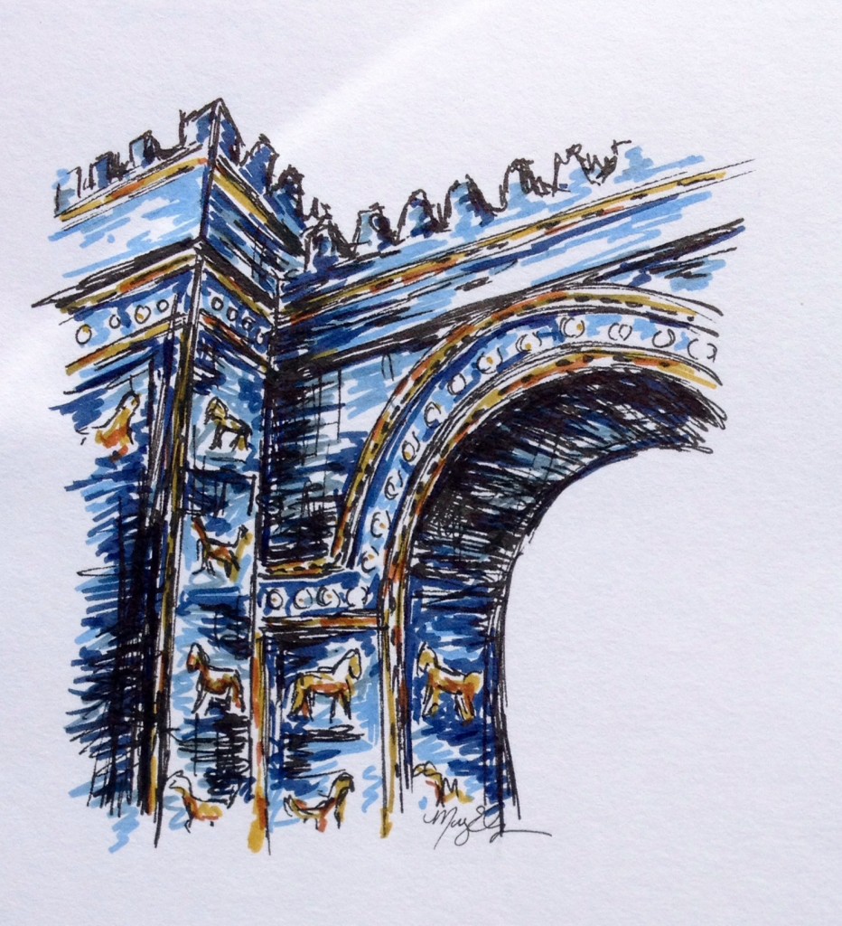 Ishtar Gate at the Pergamon Museum, marker & ink doodle