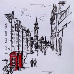 Edinburgh, colored pencil & ink doodle