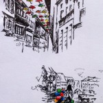 Erfurt & Eisleben, Germany: colored pencil & ink doodles