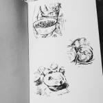 Muffin Doodles, ink sketches