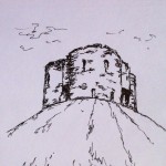 Clifford’s Tower, York, ink doodle