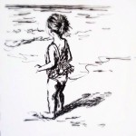 Beach girl, ink doodle