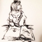 Reading, ink doodle