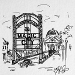 Magic City, 4×4 ink doodle, $25