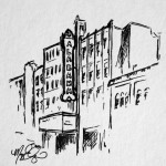 Alabama Theatre, 4×4 ink doodle, $25