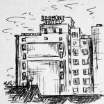 Redmont Hotel, 4×4 ink doodle, $25