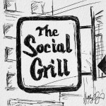 Social Grill, 4×4 ink doodle, $25