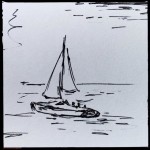 Sailboat, ink