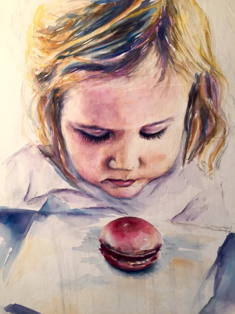 "The Macaron," 20x25 watercolor on canvas