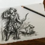 Diana, watercolor graphite
